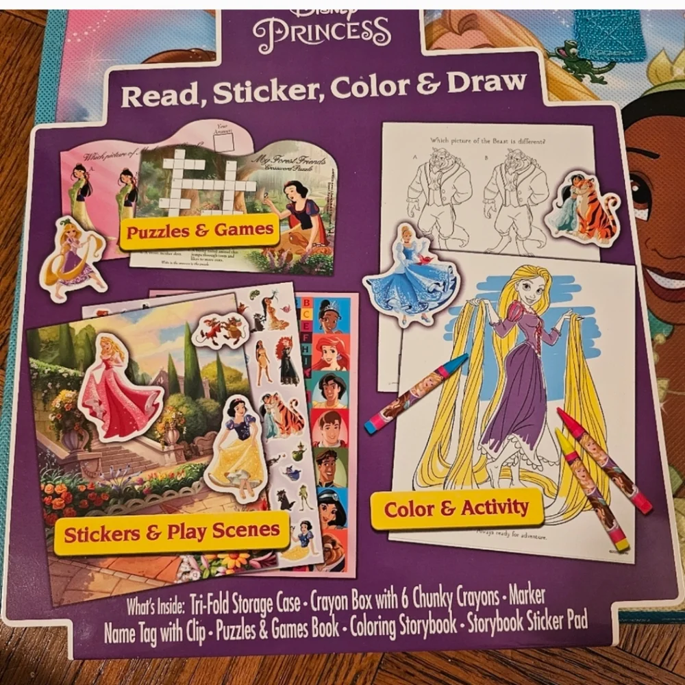 Disney Princess read, sticker, color and draw new